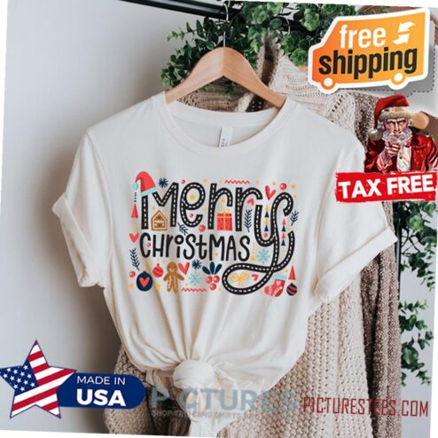 Merry Christmas Shirt, Merry Christmas Doodles Shirt, Christmas Gingerbread Shirt, Cute Xmas Shirt, Merry Shirt, Christmas Pajama Shirt