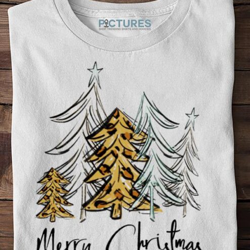 Merry Christmas Women Tree Leopard Shirt