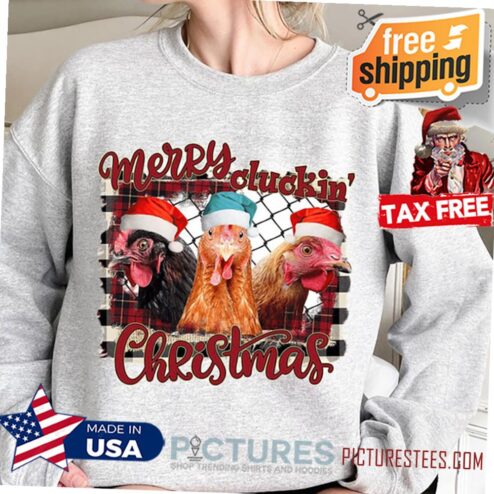 Merry Cluckin' Christmas Shirt, Chicken Santa Hat Christmas Shirt, Funny Santa Christmas Shirt, Funny Christmas Shirt, Christmas Gift