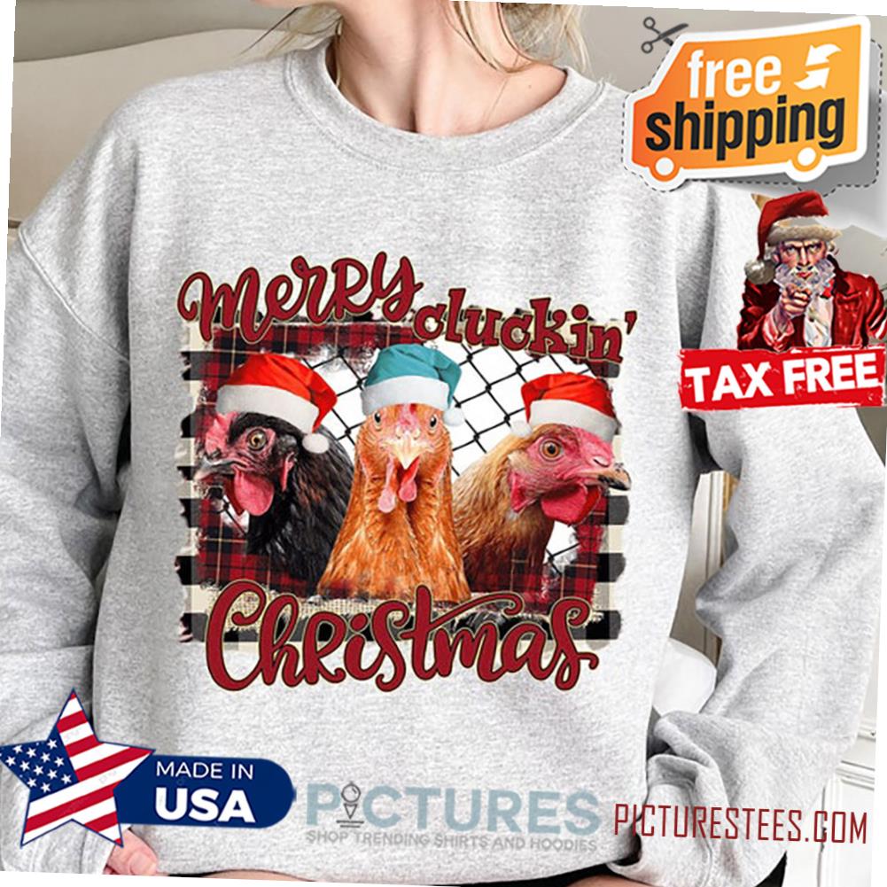 Merry Cluckin' Christmas Sweatshirt, Chicken Santa Hat Christmas Shirt, Funny Santa Christmas Shirt, Funny Christmas Shirt, Christmas Gift
