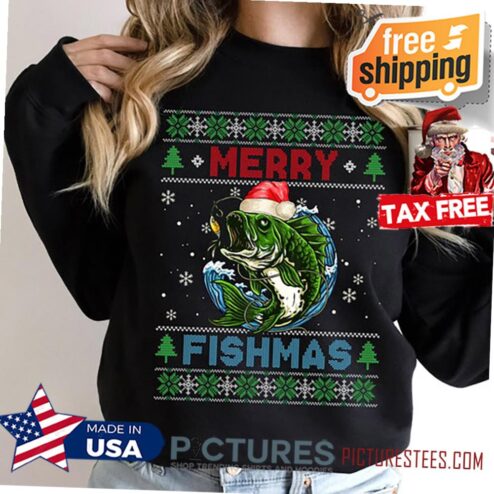 Merry Fishmas Fishing Ugly Christmas Sweater, Ugly Christmas Shirts, Fisherman Santa, Fishing Lover, Fishing Man, Ugly Christmas For Daddy