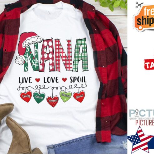 Nana Christmas Light Live love spoil Customize Name shirt