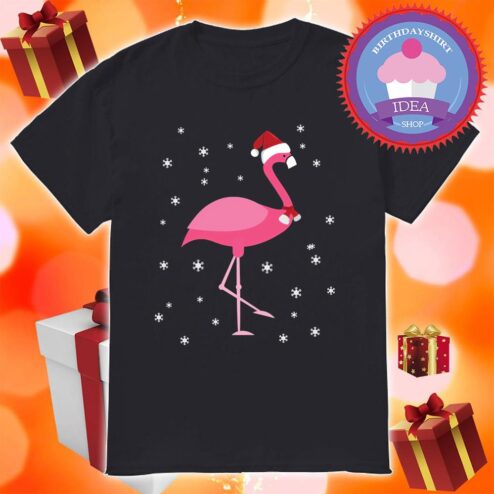 Flamingo Santa Snowflake Merry Christmas shirt