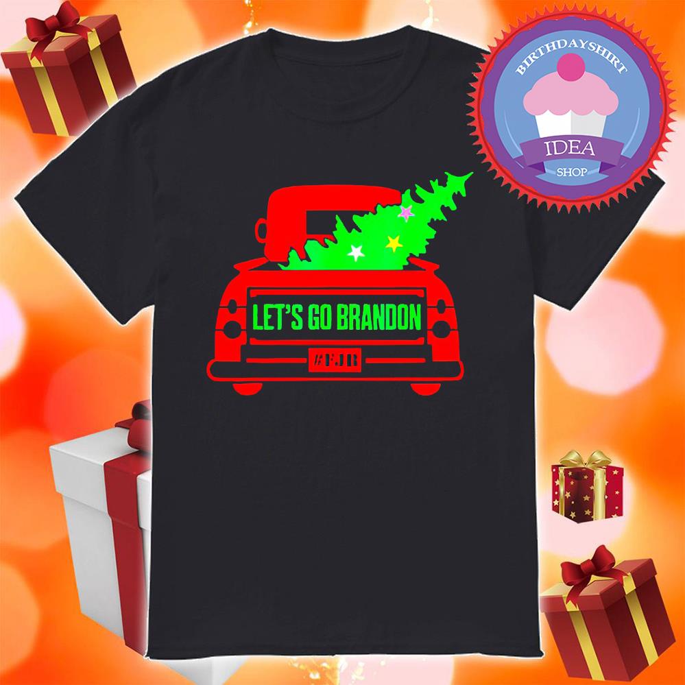 Red Truck With Xmas Tree Let's Go Brandon shirt