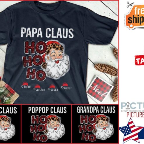 Papa Claus Grandpa Claus Ho Ho Ho Christmas Customize Kid's Name shirt,