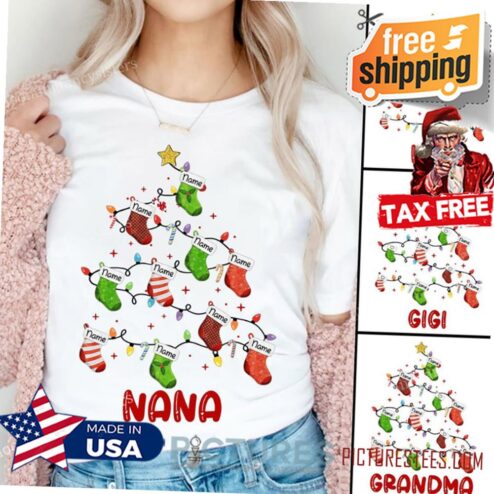 Personalized Christmas Grandma's stocking Christmas tree Shirt, Grandma life, Christmas grandma shirt, family gift