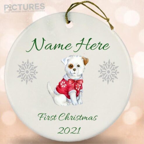 Personalized Dog first christmas custom name dog ornament