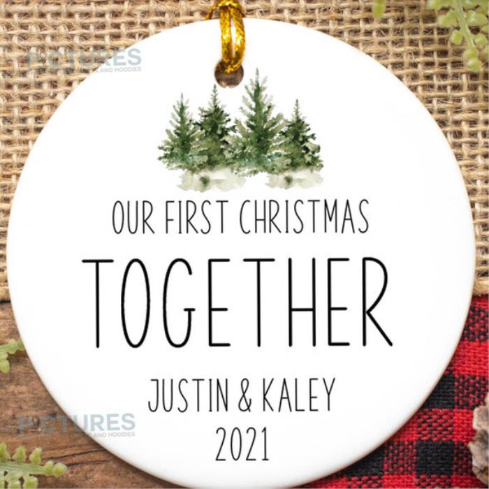 Personalized Our First Christmas Together 2021 cusotm names ornament