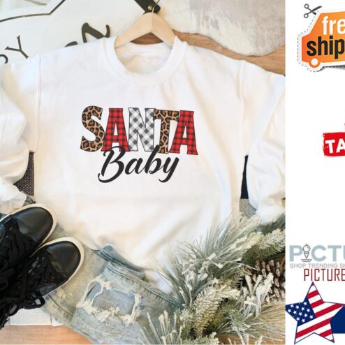 Santa Baby Buffalo Plaid Christmas Leopard Shirt