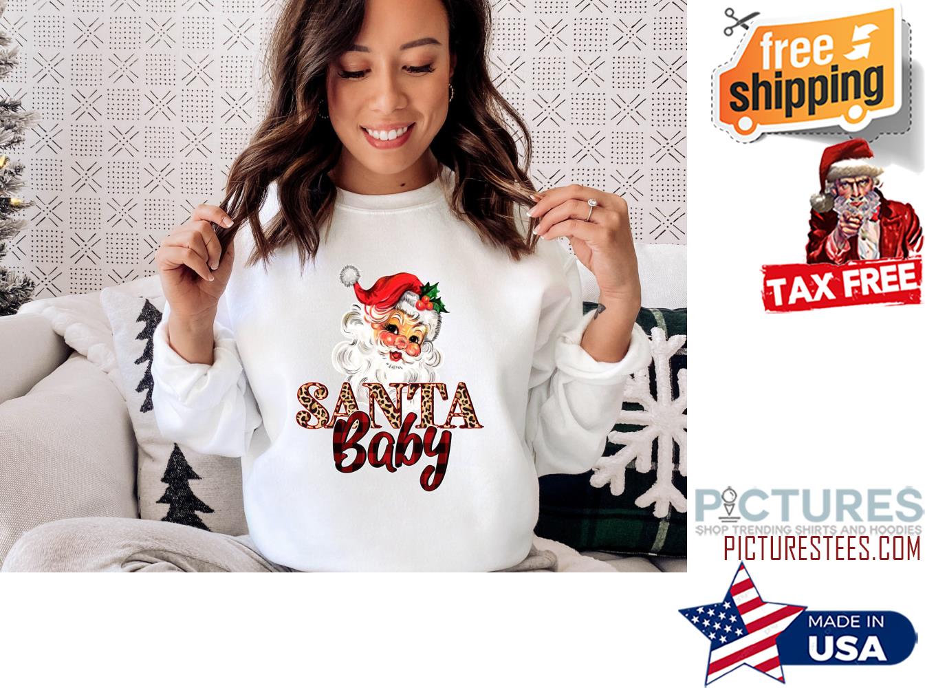 Santa Baby Merry And Bright Crewneck Shirt