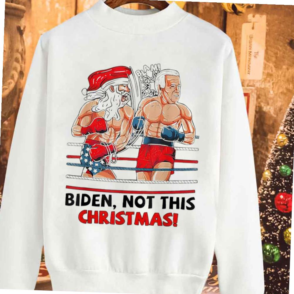 Santa Boxing Biden Not This X-mas T-shirt