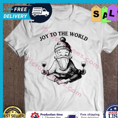 Santa Claus Yoga With Wine Joy To The World Merry Christmas shirt