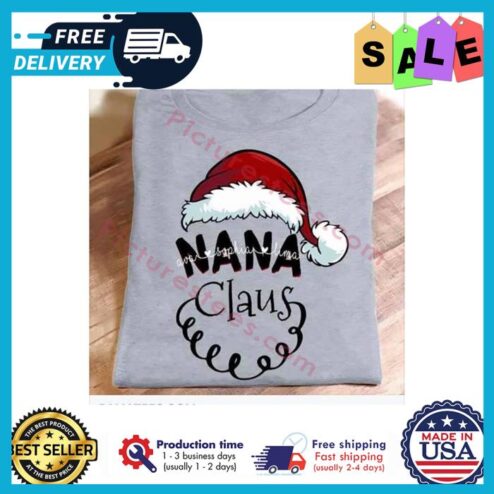 Santa hat nana claus christmas custom name shirt