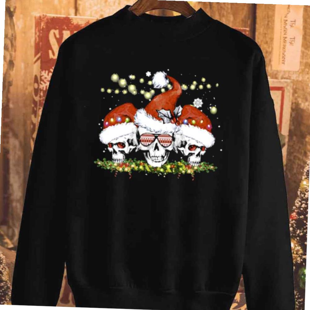 Santa Skulls Light Merry X-mas T-shirt