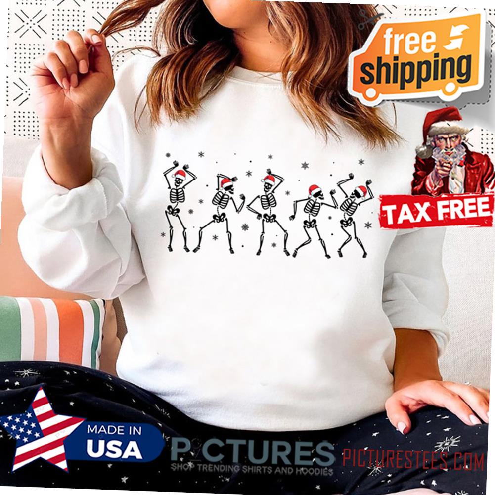 Skeleton Dancing Christmas Sweatshirt, Skeleton Christmas Shirt, Santa Skull, Creepy Christmas, Funny Christmas, Santa Skeleton