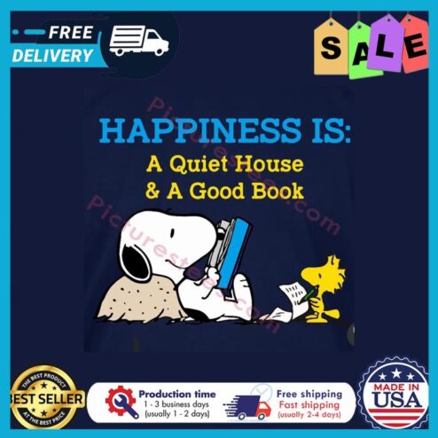 Snoopy and Woodstock happiness is a quiet house and a good book shirt