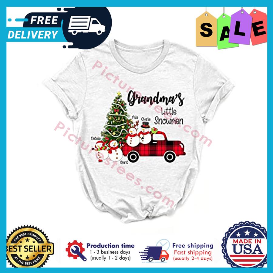 Snowman Grandma's little snowmen christmas custom name shirt