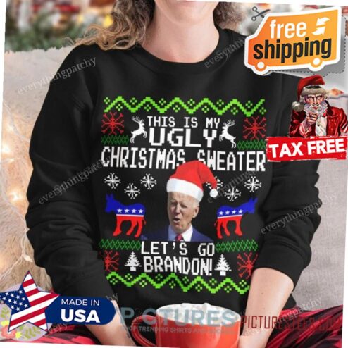 This is my ugly Christmas sweater let's go Brandon shirt, Let's do Brandon trendy shirt, Ugly pattern FJB sweatshirt