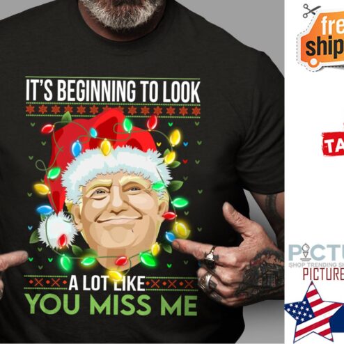 Trump It's beginning to look a lot like you miss me ugly Christmas light shirt