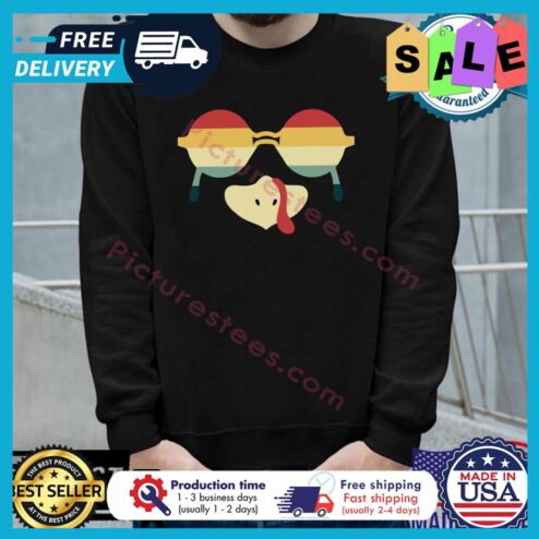 Turkey face retro sunset thanksgiving shirt