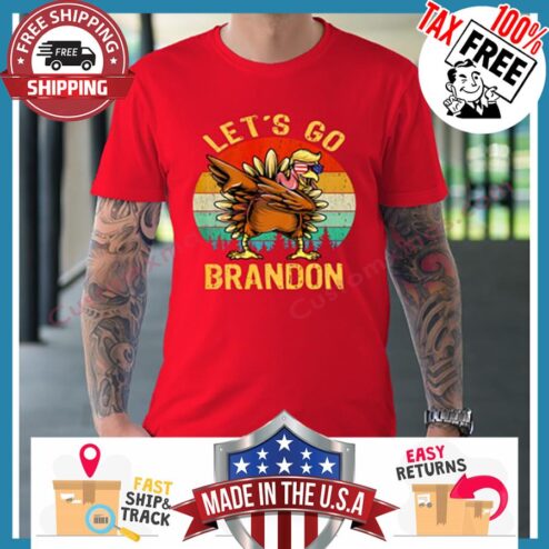 Turkey Trump Dabbing Lets Go Brandon Retro Sunset Vintage sweater
