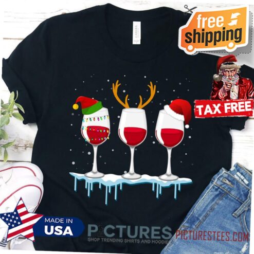 Women's Funny Christmas T Shirt, Just A Girl Who Loves Wine At Christmas, Wine Lover Shirt, Funny Christmas Shirt For Women