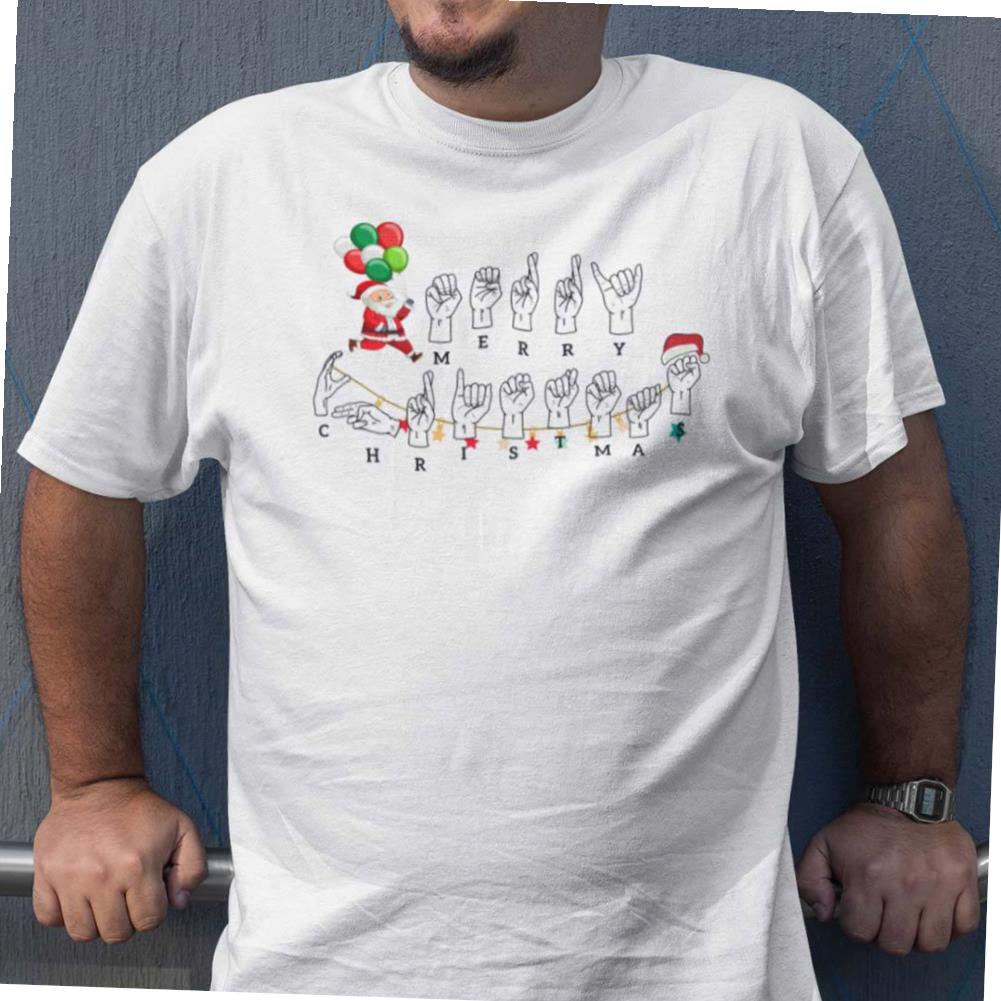 X-mas Sign Language T-shirt Santa Claus Merry X-mas T-shirt