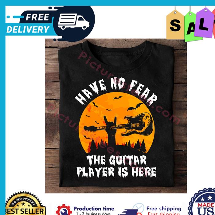 Zombie have no fear the guitar player is here halloween shirt
