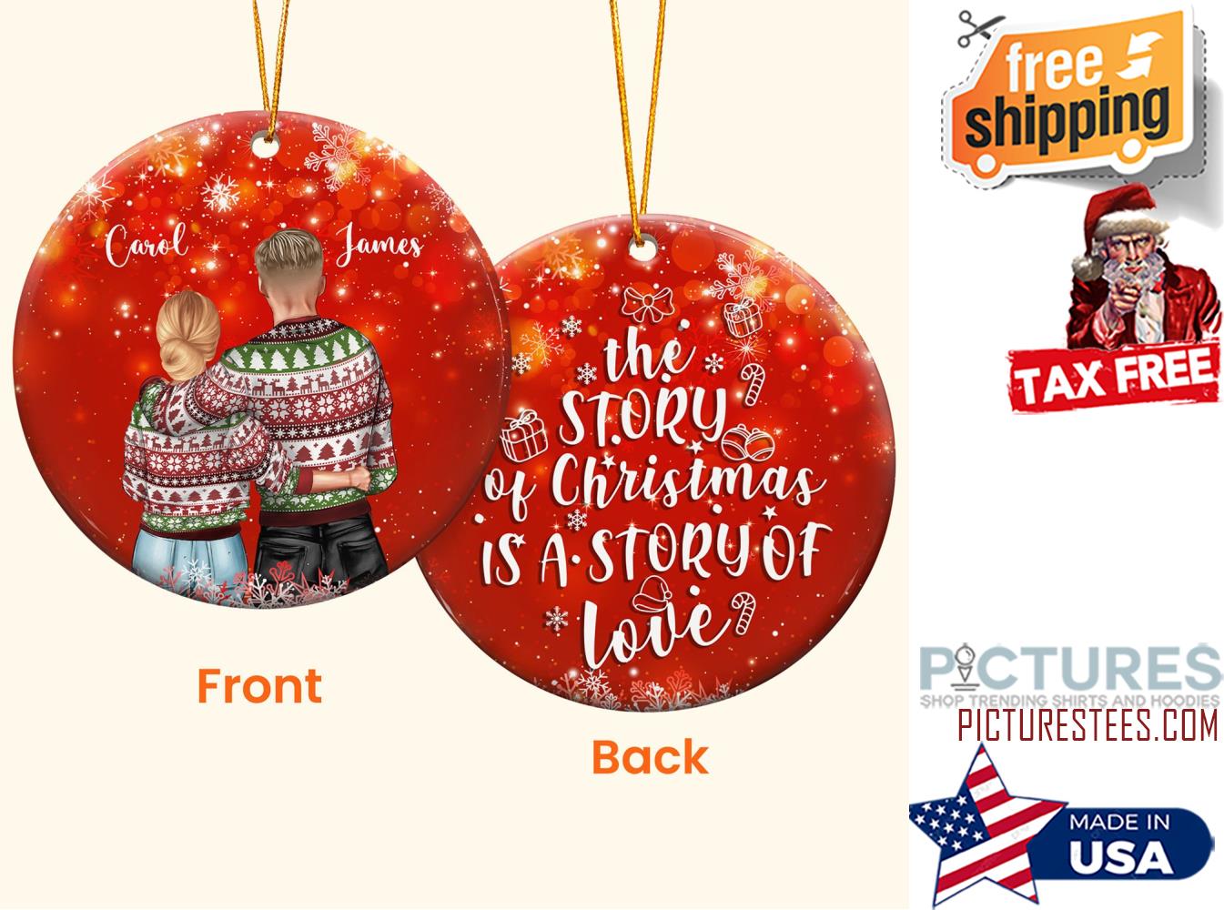 A Story Of Love Personalized Two Sided Ceramic Ornament
