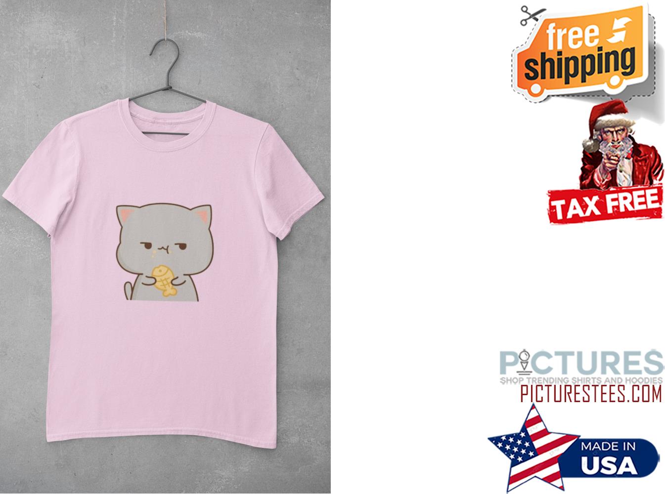 Adorable Cute Funny Bratty Cat Eating Food Shirt, Perfect Christmas Gift for Friends and Family, Gift for Family and Friends Shirt