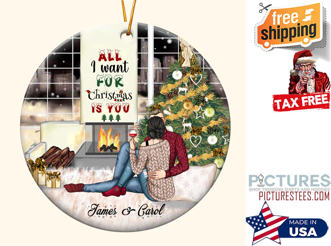 All I Want For Christmas Is You Personalized Ceramic Ornament