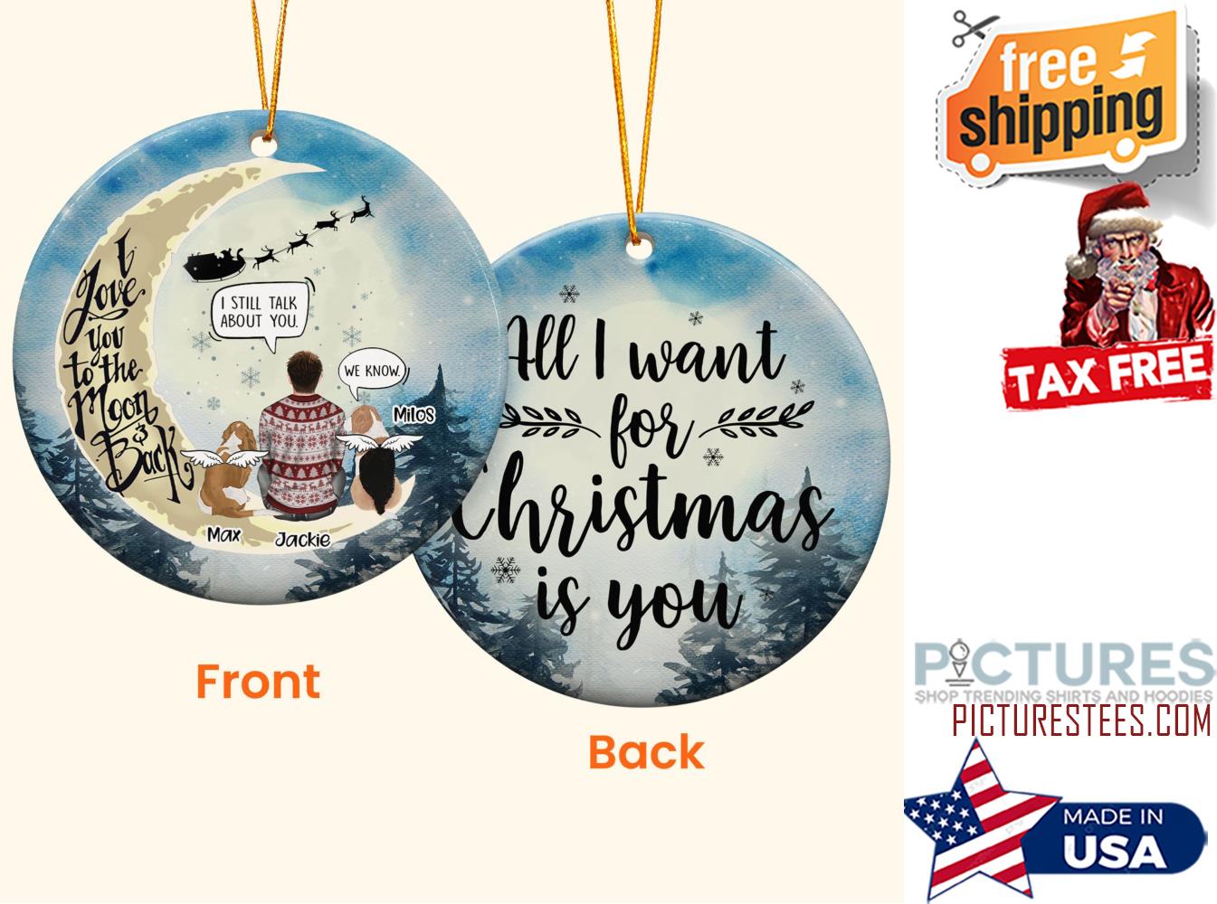 All I Want For Christmas Personalized Two Sided Ceramic Ornament