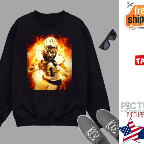 Alvin Kamara Fire Art Football Inspired Sweater