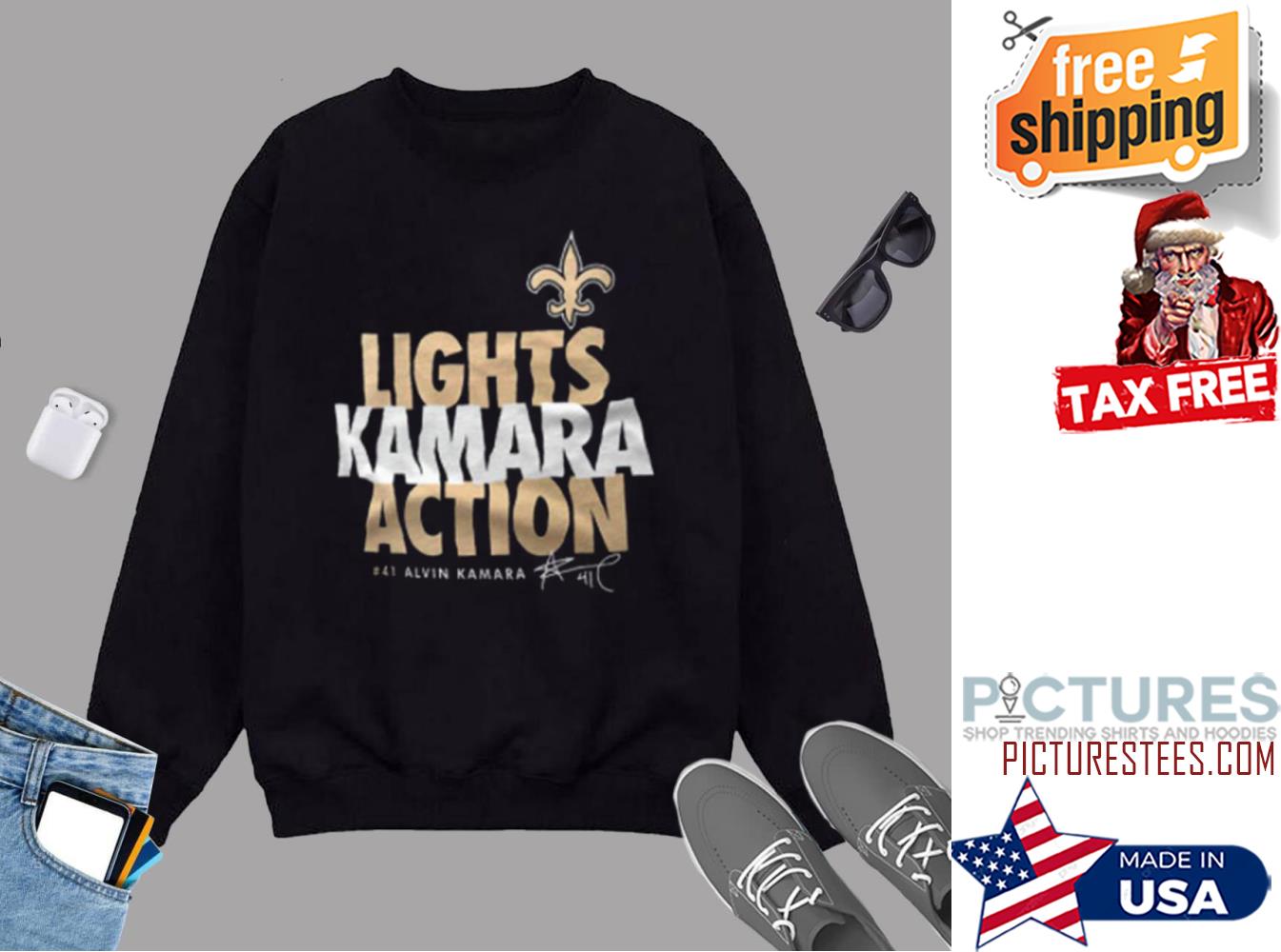 Alvin Kamara New Orleans Saints Lights Kamara Action Sweater