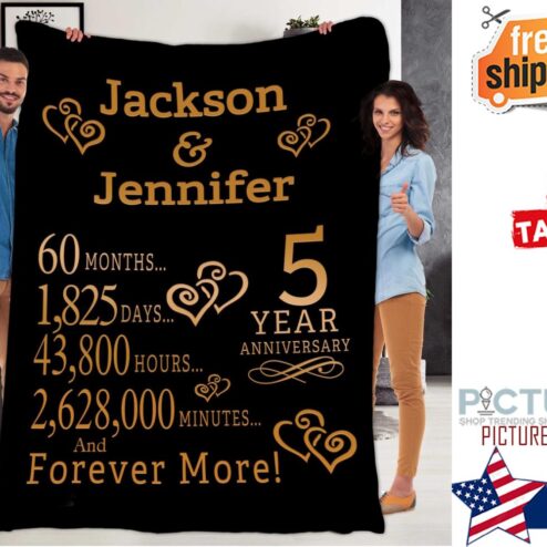 Anniversary Blanket For Couples, Fleece Blanket With Couple Names And Anniversary Year Blanket