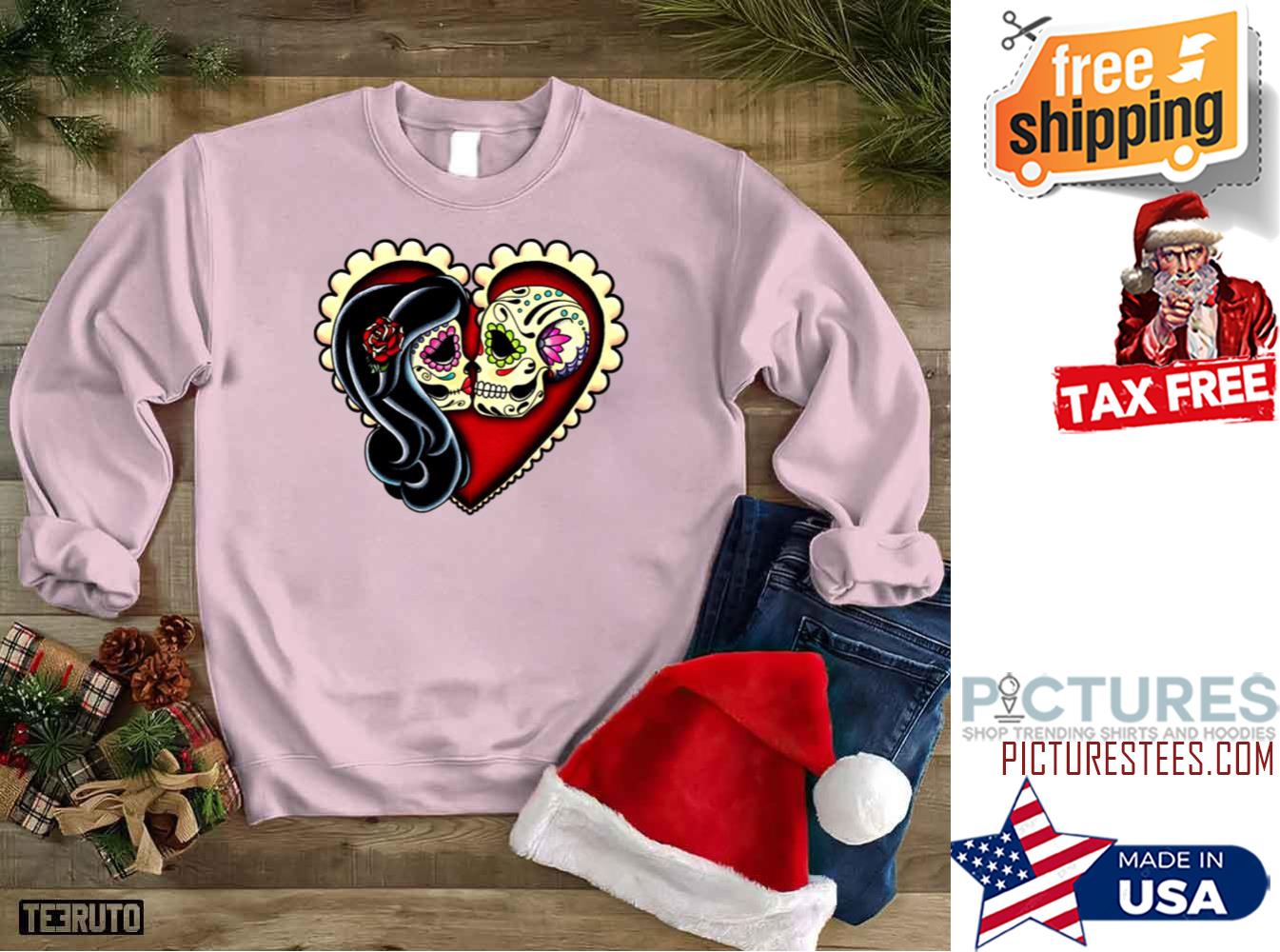 Ashes Day Of The Dead Couple Sugar Skull Lover Sweatshirt