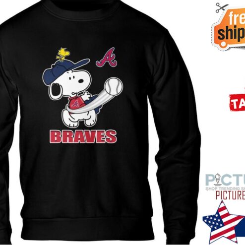 Atlanta Braves Snoopy Woodstock play Baseball Shirt