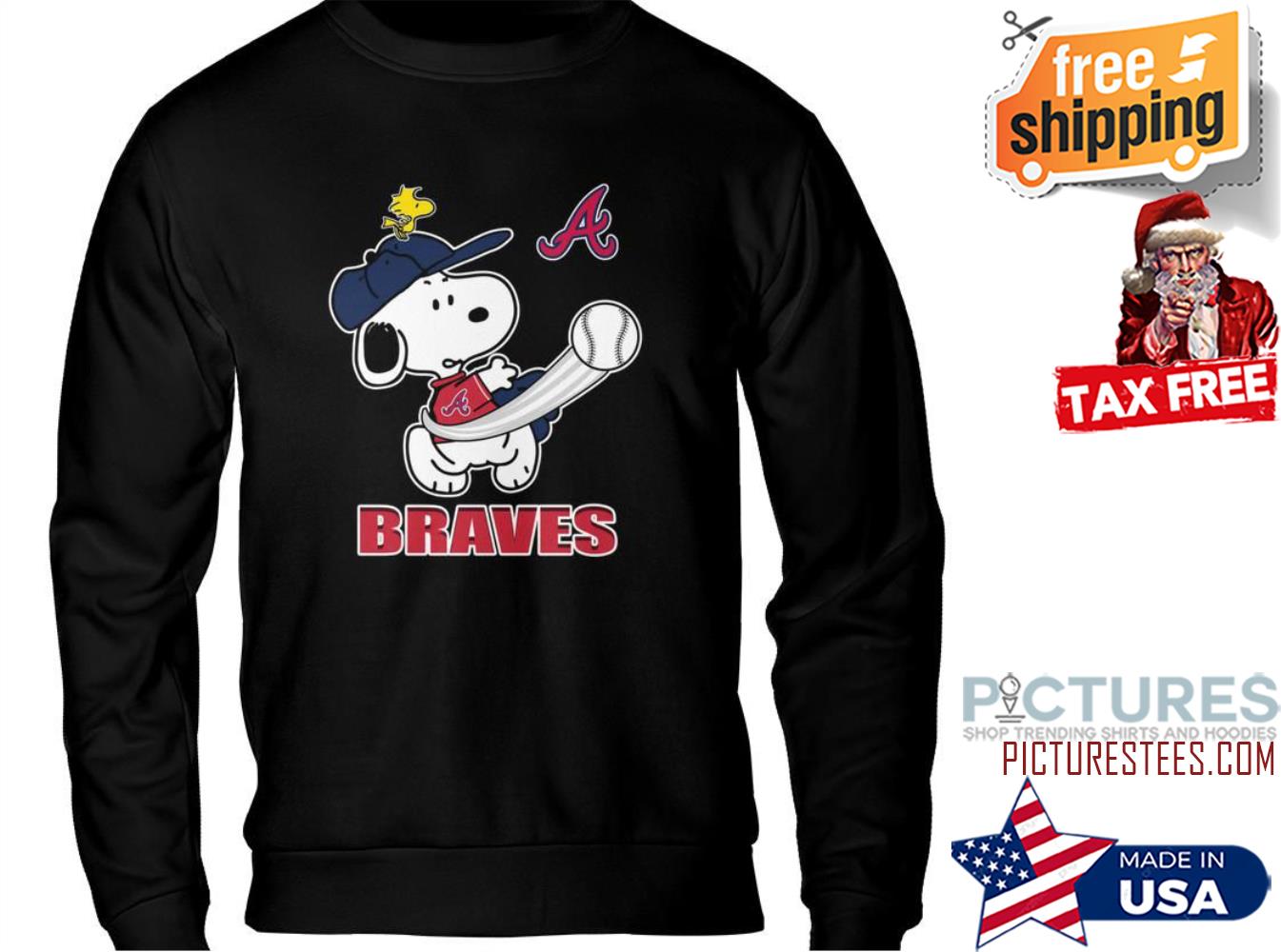 Atlanta Braves Snoopy Woodstock play Baseball Sweatshirt