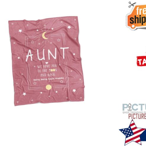 Aunt Blanket, Aunt Gift, We Love You To The Moon And Back, Personalized Blanket For Adults Blanket