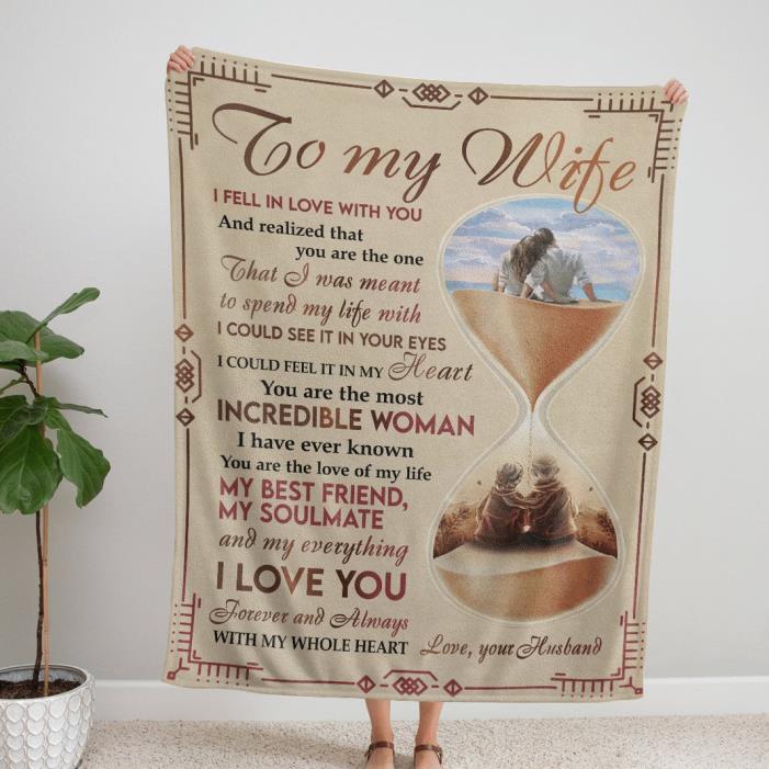 Couple Hourglass Art  To My Wife I Fell In Love With You Fleece Blanket