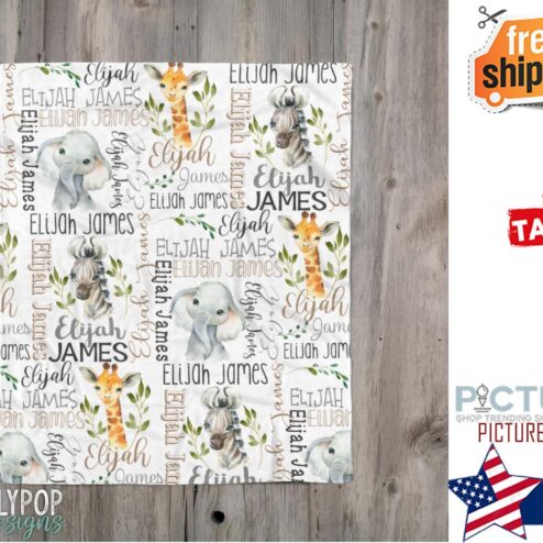 Baby Boy Safari Blanket, Custom Name Boy Blanket, Personalized Safari Animal Blanket, Baby Name Blanket, Baby Boy Blanket, Baby Shower Gift Blanket