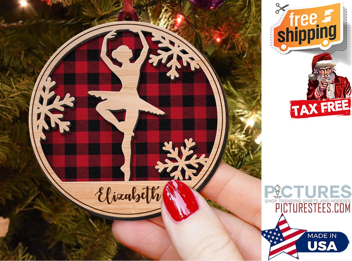 Ballet Silhouette Personalized 2 Layered Ornament