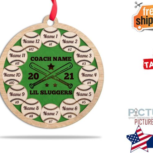 Baseball Team Personalized 2 Layered Ornament