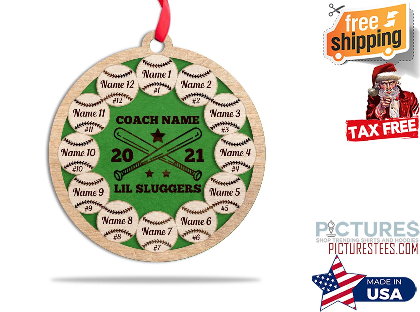 Baseball Team Personalized 2 Layered Ornament