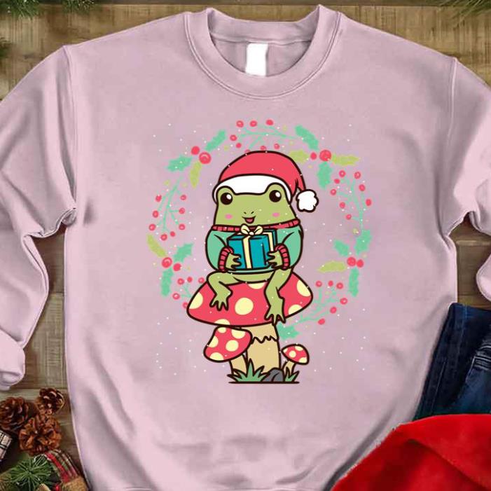Cottagecore Aesthetic Frog Mushroom Christmas Shirt