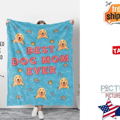 BEST DOG MOM EVER PERSONALIZED CUSTOM FLEECE BLANKET