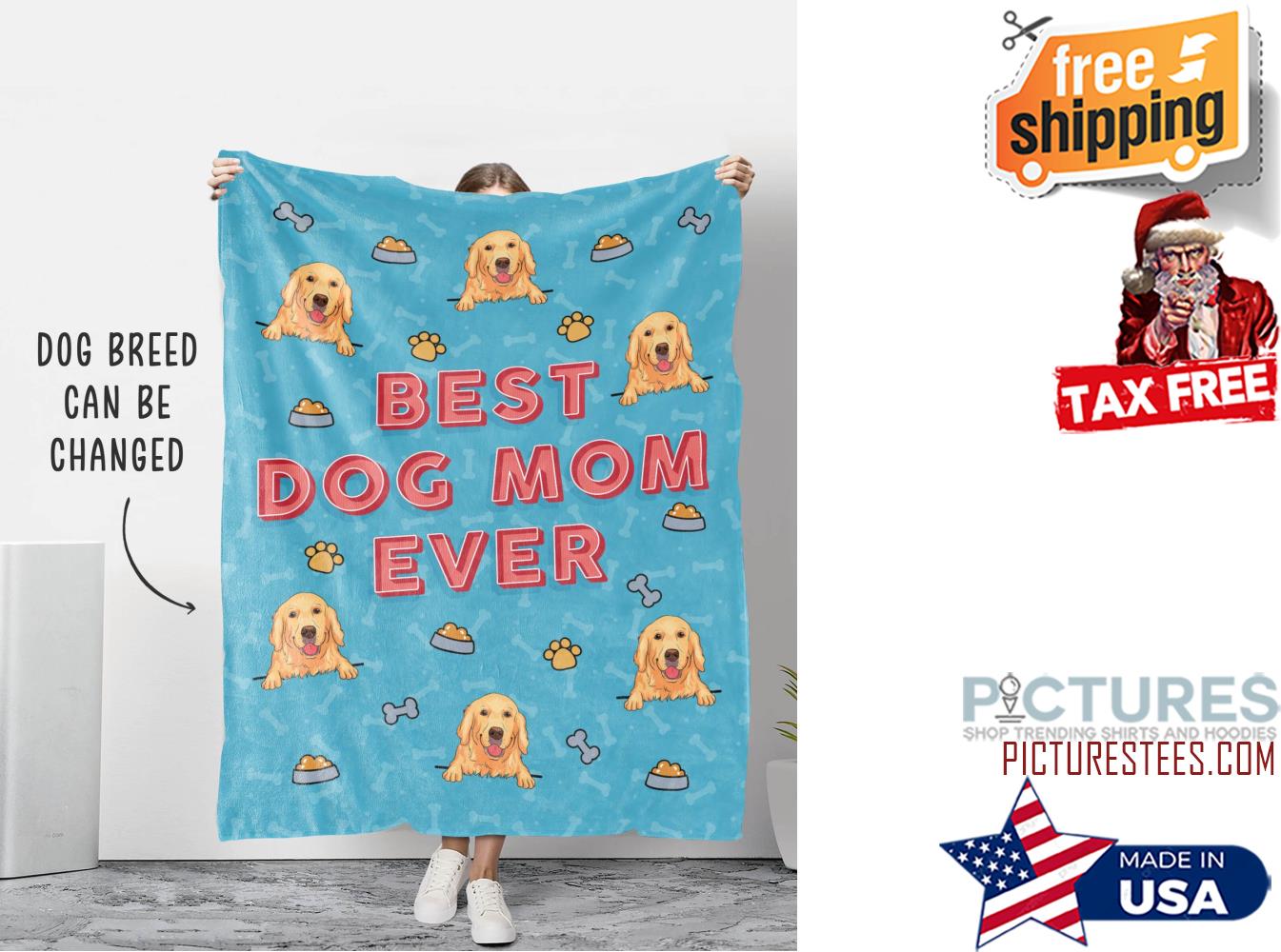 BEST DOG MOM EVER PERSONALIZED CUSTOM FLEECE BLANKET