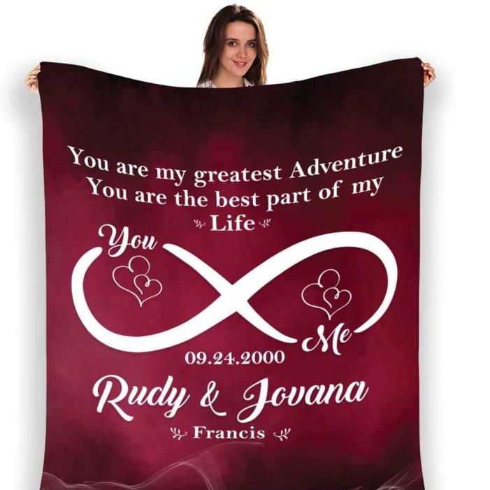 Infinite Love Customized Couple with Names and Date  Gift for Birthday, Wedding, Anniversary, Engagement Blanket
