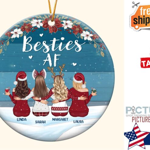 Besties AF Personalized Ceramic Ornament