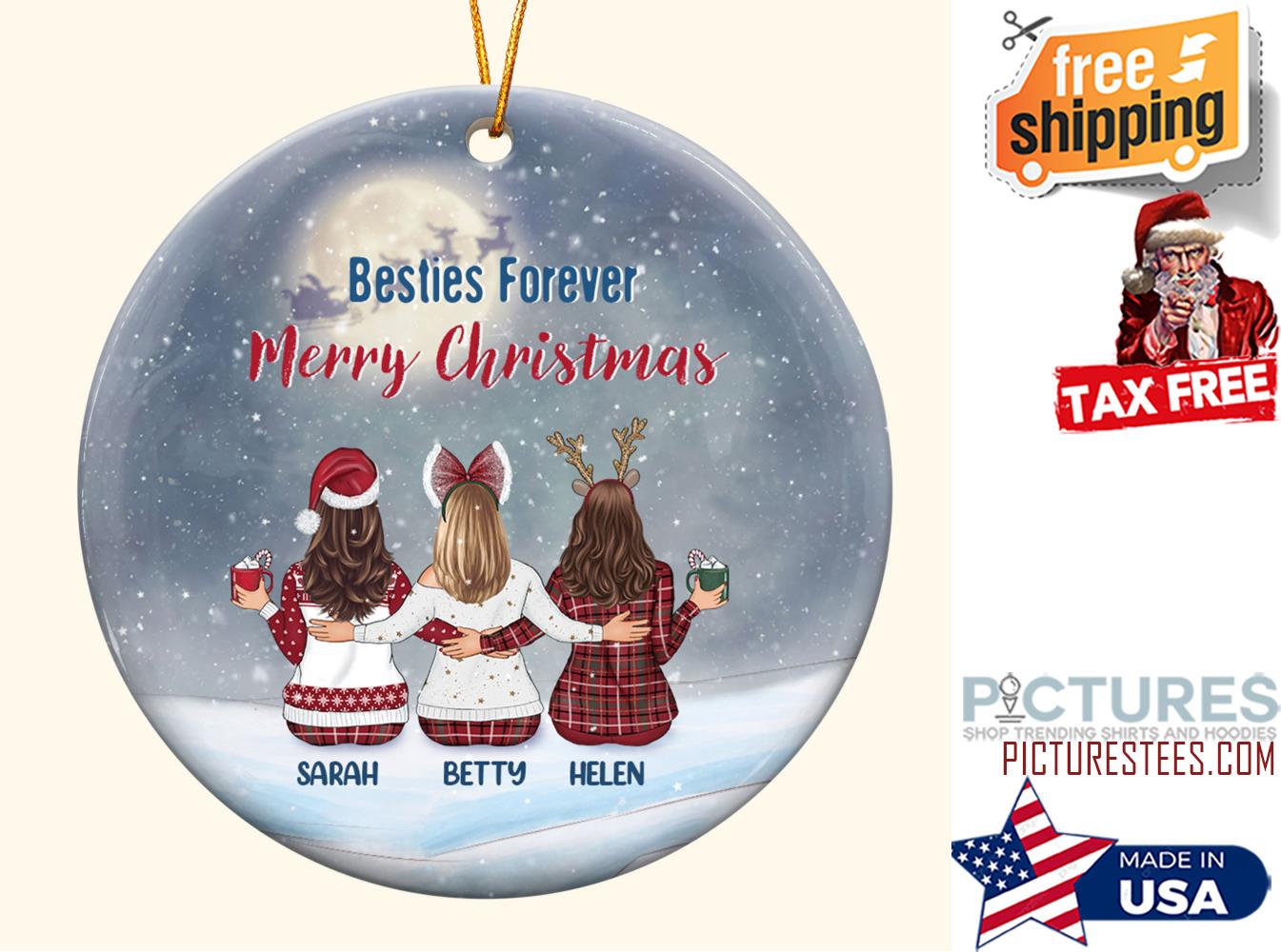 Besties Forever Personalized Ceramic Ornament